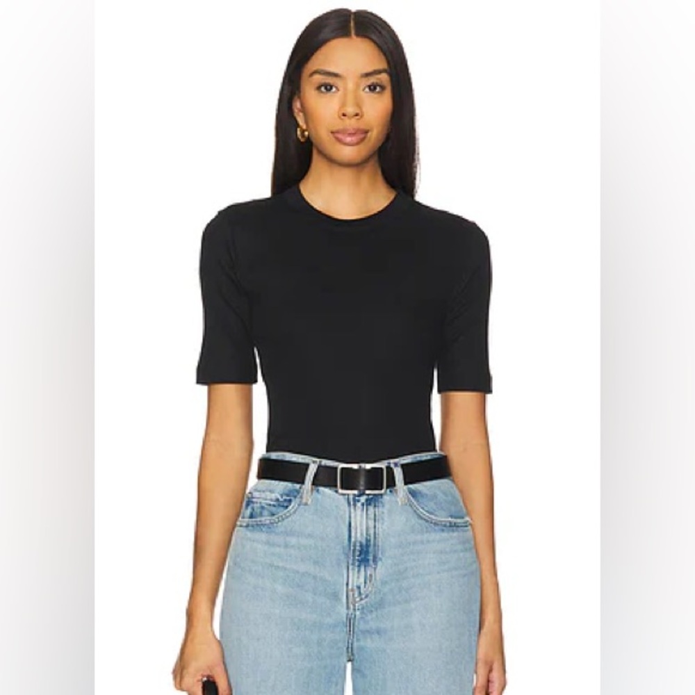 Anine Bing Ribbed Jean Top Black